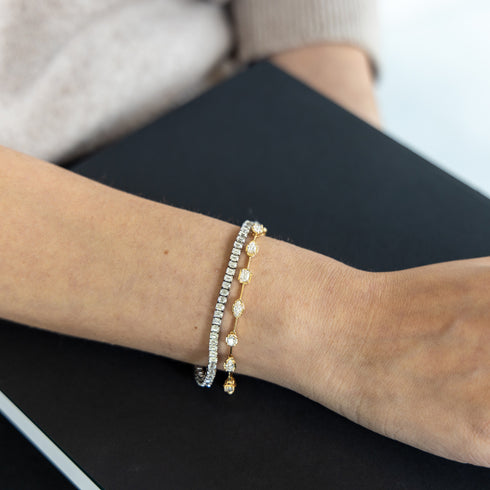 Yellow Gold Alternating Multi-Shaped Diamond Tennis Bracelet - 2